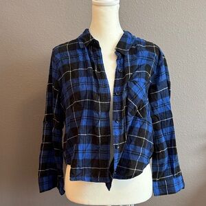 Forever 21 | Women’s Blue and Black Checkered Button Down Shirt | Size Large